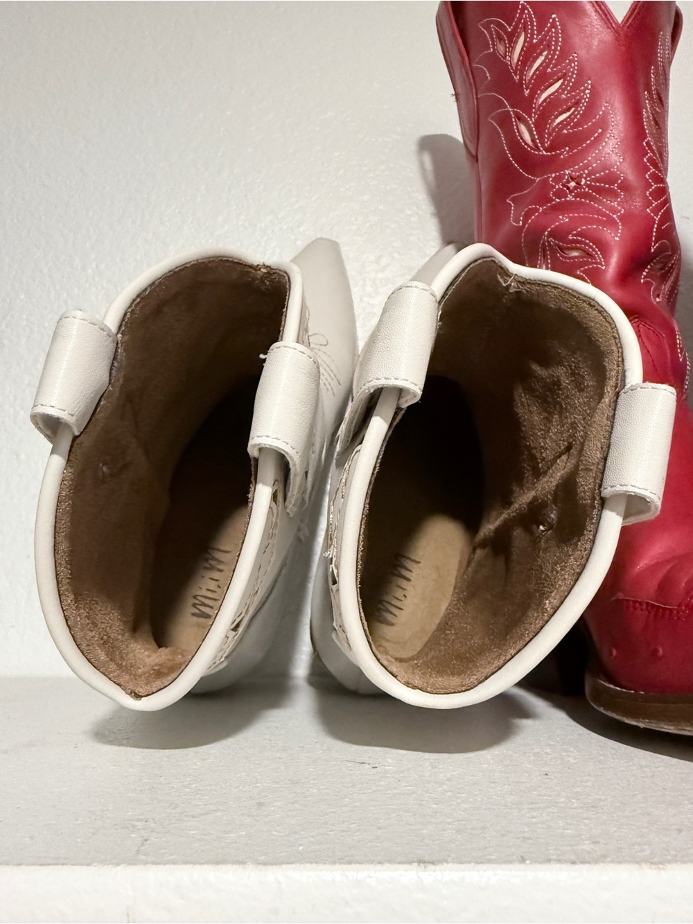 Mi.iM White/Cream Western Moon and Star Embroidered Ankle Cowboy Boots Size 10 - Picture 8 of 12